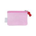 Japan Sanrio Clear Flat Mini Pouch - Hello Kitty : Glitter Pink Ribbon - 2