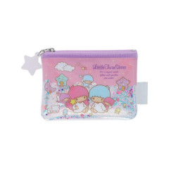 Japan Sanrio Clear Flat Mini Pouch - Little Twin Stars : Glitter Friends Pink