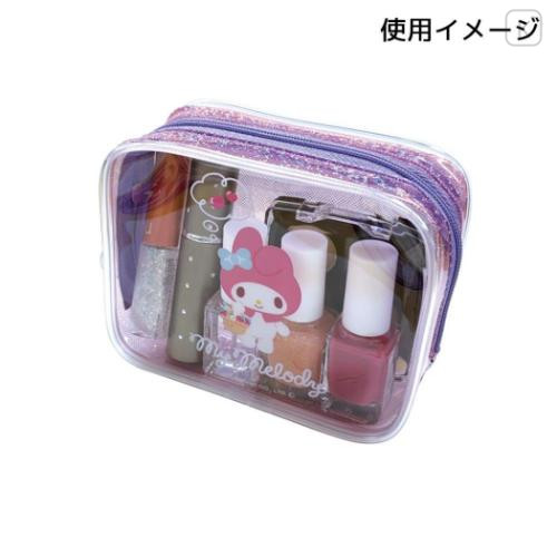 Japan Sanrio Clear Pouch - Kuromi : Glitter - 4