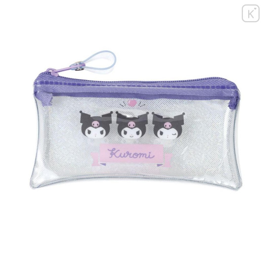 Japan Sanrio Clear Flat Mini Pouch - Kuromi : Glitter Wink - 1