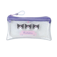 Japan Sanrio Clear Flat Mini Pouch - Kuromi : Glitter Wink