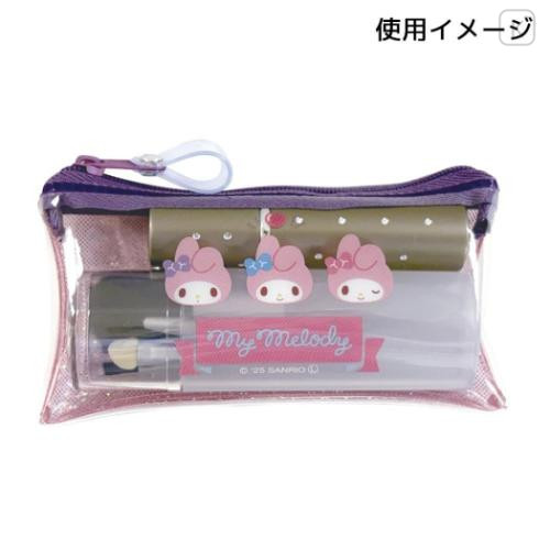 Japan Sanrio Clear Flat Mini Pouch - Kuromi : Glitter Wink - 4