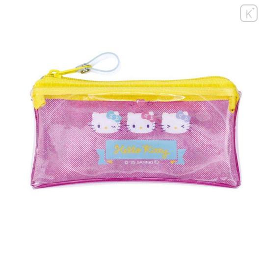 Japan Sanrio Clear Flat Mini Pouch - Hello Kitty : Glitter Wink - 1