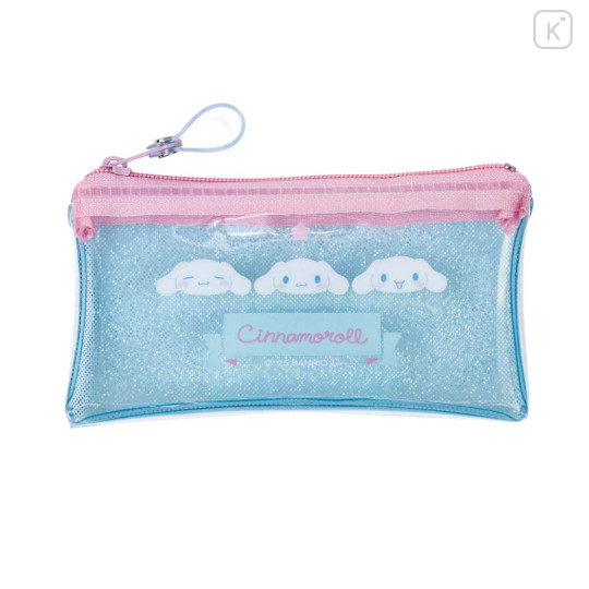 Japan Sanrio Clear Flat Mini Pouch - Cinnamoroll : Glitter Wink - 1
