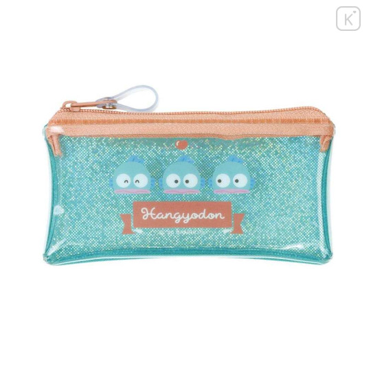 Japan Sanrio Clear Flat Mini Pouch - Hangyodon : Glitter Wink - 1