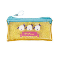 Japan Sanrio Clear Flat Mini Pouch - Pochacco : Glitter Wink