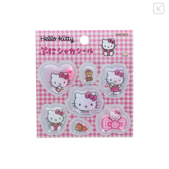 Japan Sanrio Shake Shake Capsule Seal Sticker - Hello Kitty : Pink Gingham - 1