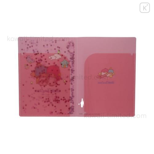 Japan Sanrio A5 Clear File - Little Twin Stars : Sequin Pink