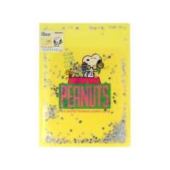 Japan Peanuts A5 Clear File - Snoopy & Woodstock : Sequin World Famous Comic Yellow