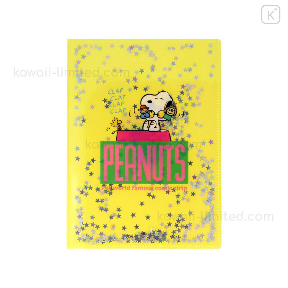 Japan Peanuts A5 Clear File - Snoopy & Woodstock : Sequin