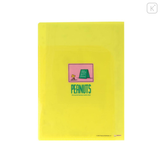 Japan Peanuts A5 Clear File - Snoopy & Woodstock : Sequin World Famous Comic Yellow - 3