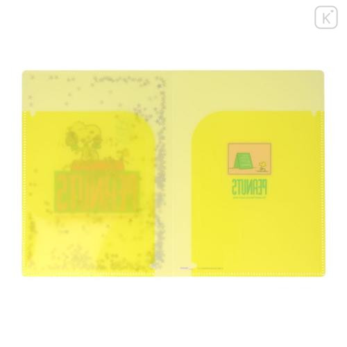 Japan Peanuts A5 Clear File - Snoopy & Woodstock : Sequin World Famous Comic Yellow - 4