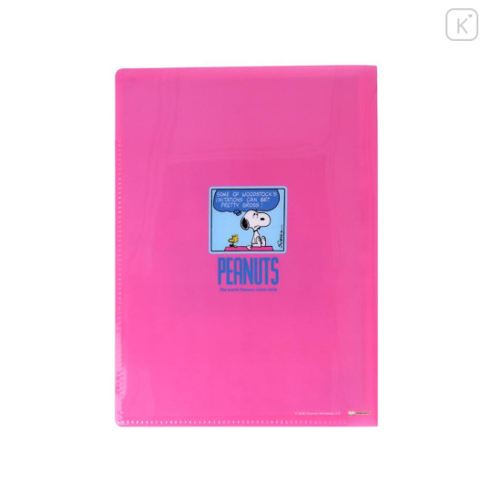 Japan Peanuts A5 Clear File - Snoopy & Woodstock : Sequin World Famous Comic Pink - 3