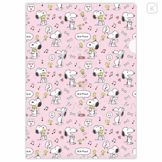 Japan Peanuts A4 & A5 Clear File Set - Snoopy & Woodstock : Life with Snoopy and Friends Pink - 2