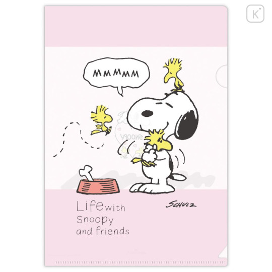 Japan Peanuts A4 & A5 Clear File Set - Snoopy & Woodstock : Life with Snoopy and Friends Pink - 3