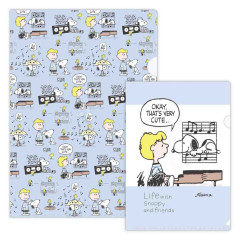 Japan Peanuts A4 & A5 Clear File Set - Snoopy & Woodstock : Life with Snoopy and Friends Blue