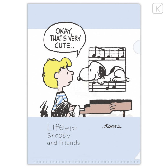 Japan Peanuts A4 & A5 Clear File Set - Snoopy & Woodstock : Life with Snoopy and Friends Blue - 3