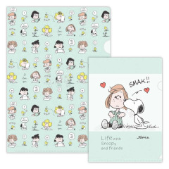 Japan Peanuts A4 & A5 Clear File Set - Snoopy & Woodstock : Life with Snoopy and Friends Green