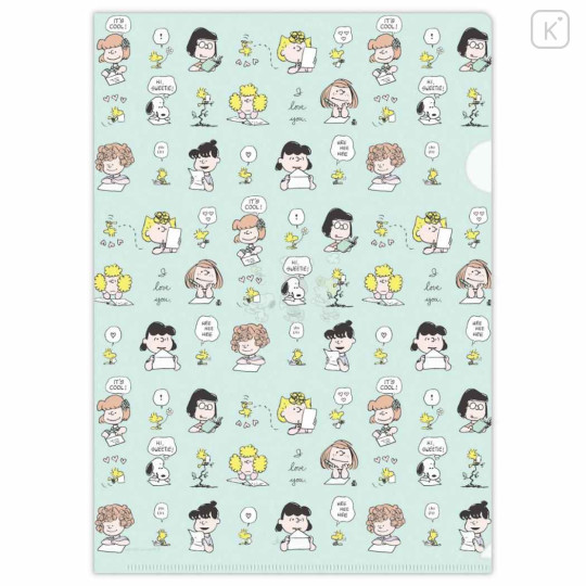 Japan Peanuts A4 & A5 Clear File Set - Snoopy & Woodstock : Life with Snoopy and Friends Green - 2
