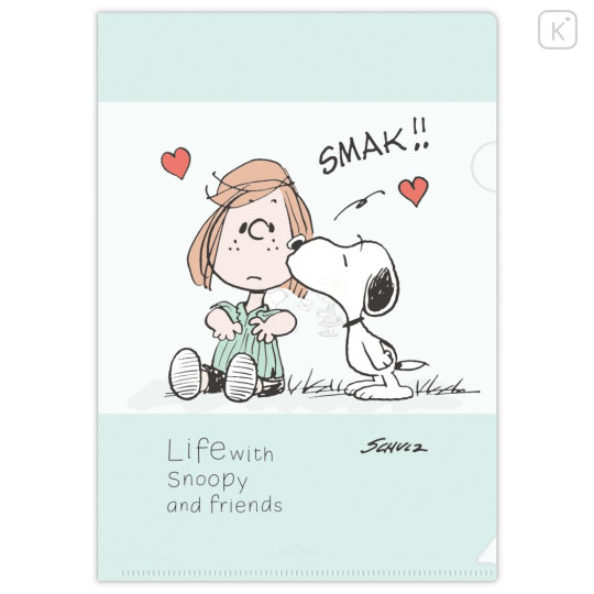 Japan Peanuts A4 & A5 Clear File Set - Snoopy & Woodstock : Life with Snoopy and Friends Green - 3