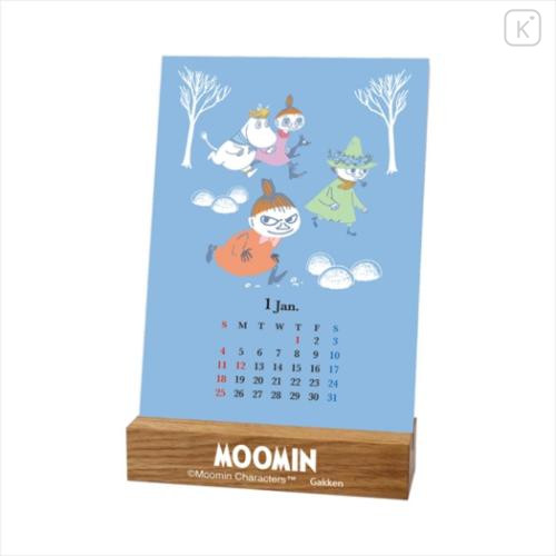 Japan Moomin Mini Desk Calendar - Little My & Snufkin : Green Book-Shaped Tin 2026 - 3