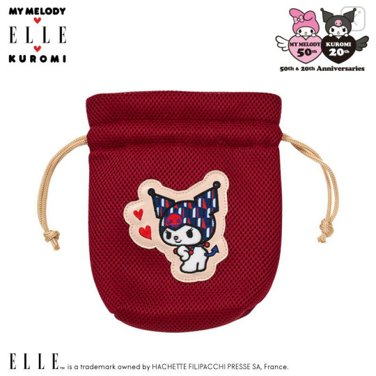 Japan Sanrio Elle Drawstring Bag - Kuromi - 1