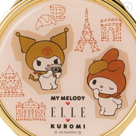 Japan Sanrio Elle Compact Mirror - Kuromi & My Melody : Map - 4