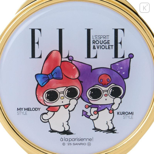 Japan Sanrio Elle Compact Mirror - Kuromi & My Melody : Cover - 4