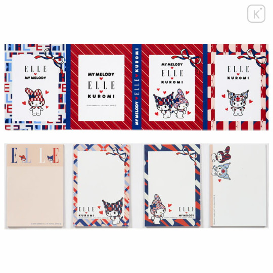Japan Sanrio Elle Flip Memo - Kuromi & My Melody : Red - 2