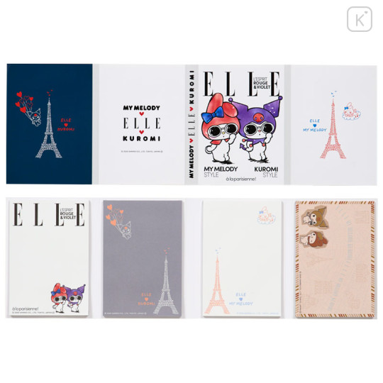 Japan Sanrio Elle Flip Memo - Kuromi & My Melody : White - 2