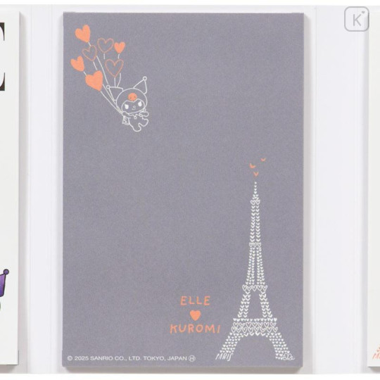 Japan Sanrio Elle Flip Memo - Kuromi & My Melody : White - 4