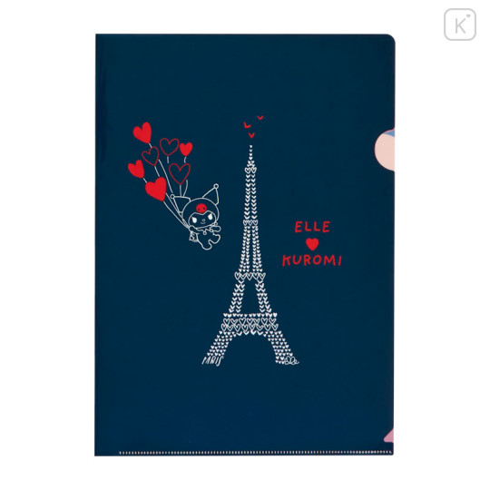 Japan Sanrio Elle A4 Clear File - Kuromi - 2
