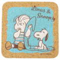 Japan Peanuts Cork Coaster - Snoopy : Linus Blue - 1