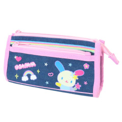 Japan Sanrio Denim Pen Pouch Pencil Case - Usahana : Heart-pounding Memories Heisei Retro