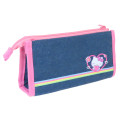 Japan Sanrio Denim Pen Pouch Pencil Case - Hello Kitty : Heart-pounding Memories Heisei Retro Denim - 2