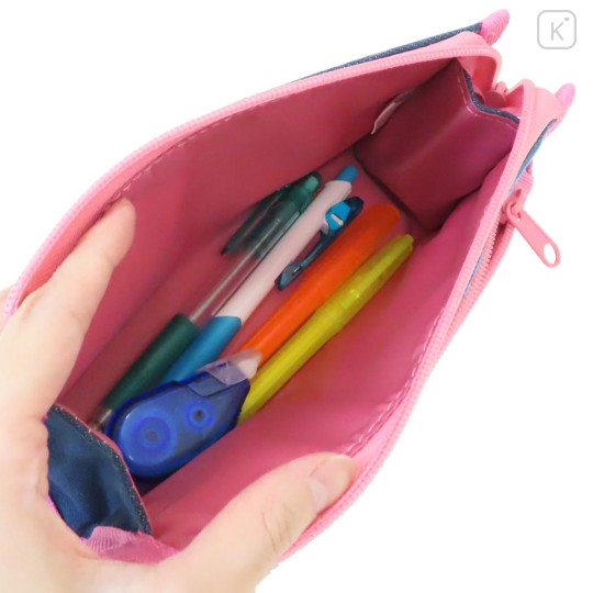 Japan Sanrio Denim Pen Pouch Pencil Case - Hello Kitty : Heart-pounding Memories Heisei Retro - 3