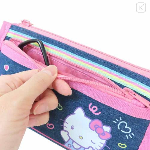 Japan Sanrio Denim Pen Pouch Pencil Case - Hello Kitty : Heart-pounding Memories Heisei Retro - 4