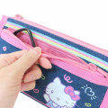 Japan Sanrio Denim Pen Pouch Pencil Case - Hello Kitty : Heart-pounding Memories Heisei Retro - 4
