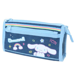Japan Sanrio Denim Pen Pouch Pencil Case - Cinnamoroll : Heart-pounding Memories Heisei Retro Denim
