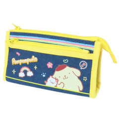Japan Sanrio Denim Pen Pouch Pencil Case - Pompompurin : Heart-pounding Memories Heisei Retro Denim