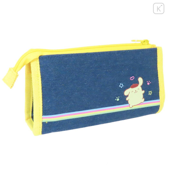 Japan Sanrio Denim Pen Pouch Pencil Case - Pompompurin : Heart-pounding Memories Heisei Retro Denim - 2