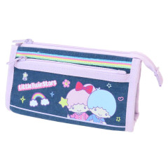 Japan Sanrio Denim Pen Pouch Pencil Case - Little Twin Stars : Heart-pounding Memories Heisei Retro