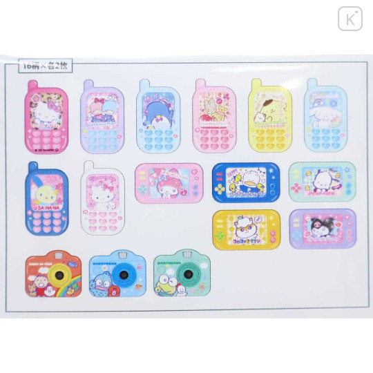 Japan Sanrio Die-cut Flake Seal Sticker Pack - Heart-pounding Memories Heisei Retro Characers Mobile Style & Game Console Style - 2