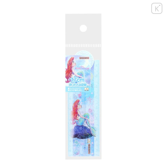 Japan Disney Folding Ruler 17cm - Ariel : Glitter Blue - 3