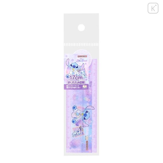 Japan Disney Folding Ruler 17cm - Scrump & Stitch : Glitter Pink - 3