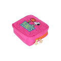 Japan Peanuts Quilted Cosmetic Pouch - Snoopy & Woodstock : Cherry Pink - 3