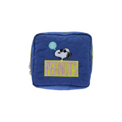 Japan Peanuts Quilted Cosmetic Pouch - Snoopy : Joe Cool Blue