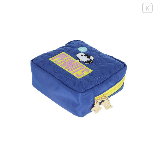 Japan Peanuts Quilted Cosmetic Pouch - Snoopy : Joe Cool Blue - 3