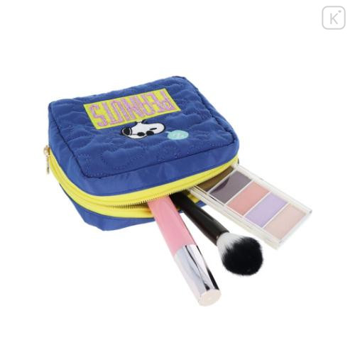 Japan Peanuts Quilted Cosmetic Pouch - Snoopy : Joe Cool Blue - 4
