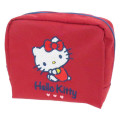 Japan Sanrio Fluffy Embroidered Cosmetic Pouch - Hello Kitty : Sitting - 1